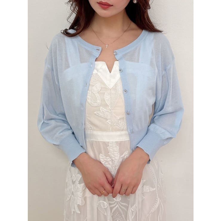 アイスブルー | 2WAYシアーコンパクトカーディガン | MERCURYDUO