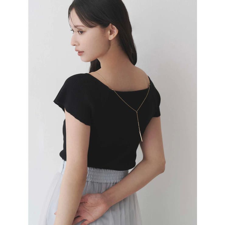 machatt テープヤンオフショルニット【BLACK】 テープヤーンドルマンニットトップス（ニット/セーター）｜AZUL BY
