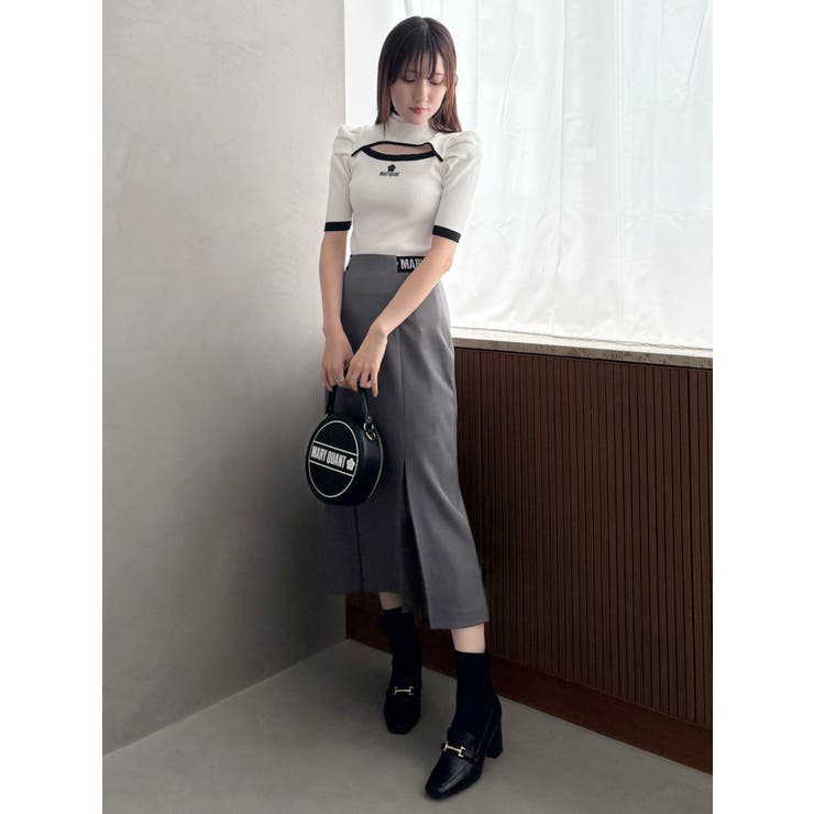 MARY QUANTコラボ】バイカラーカットアウトリブニット[品番