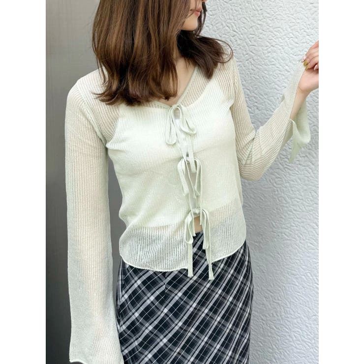 ミントグリーン | シアーフロントリボンカーデ | MERCURYDUO