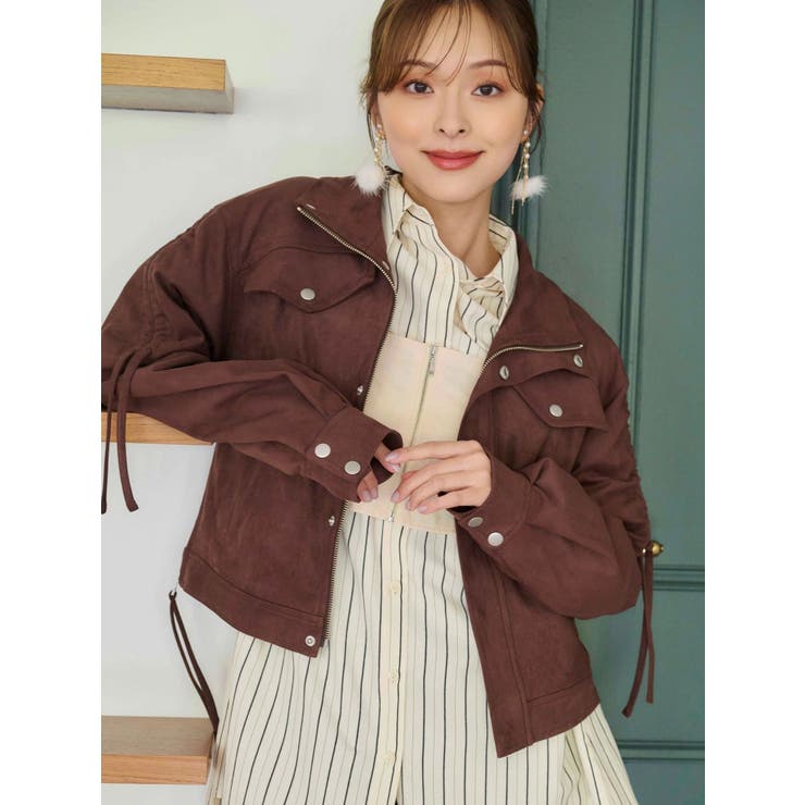 ダークブラウン | フェイクスエードドロストスリーブブルゾン | MERCURYDUO