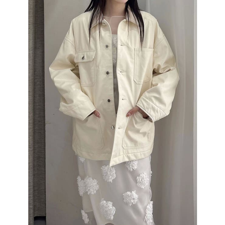 アイボリー | 【OUNNOUN】フェイクレザーカバーオール | MERCURYDUO