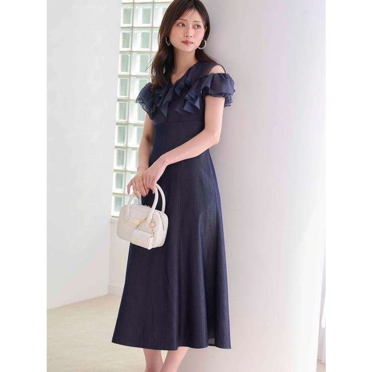 GO TO HOLLYWOODドッキングワンピース02 MERCURYDUO ワンピース 2WAYシアーラッフルドッキングワンピース