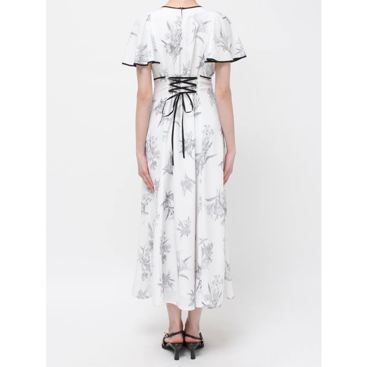 MERCURYDUO 新作 パイピングフラワー花柄ワンピース MERCURYDUO ワンピース パイピングフラワー花柄ワンピース