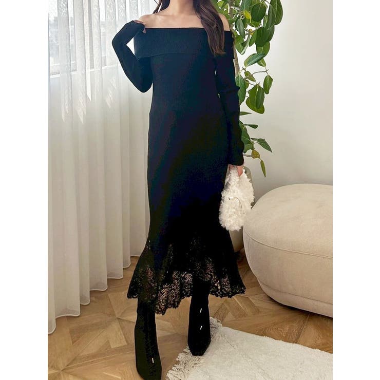 レーストリムオフショルニットワンピース | MERCURYDUO | 詳細画像13 