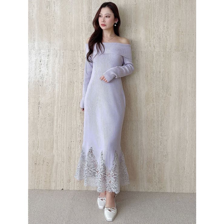 レーストリムオフショルニットワンピース | MERCURYDUO | 詳細画像17 