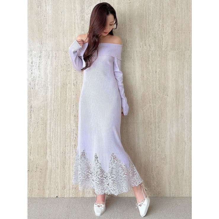 レーストリムオフショルニットワンピース | MERCURYDUO | 詳細画像18 