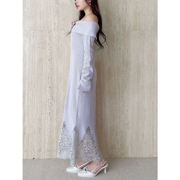 レーストリムオフショルニットワンピース | MERCURYDUO | 詳細画像19 