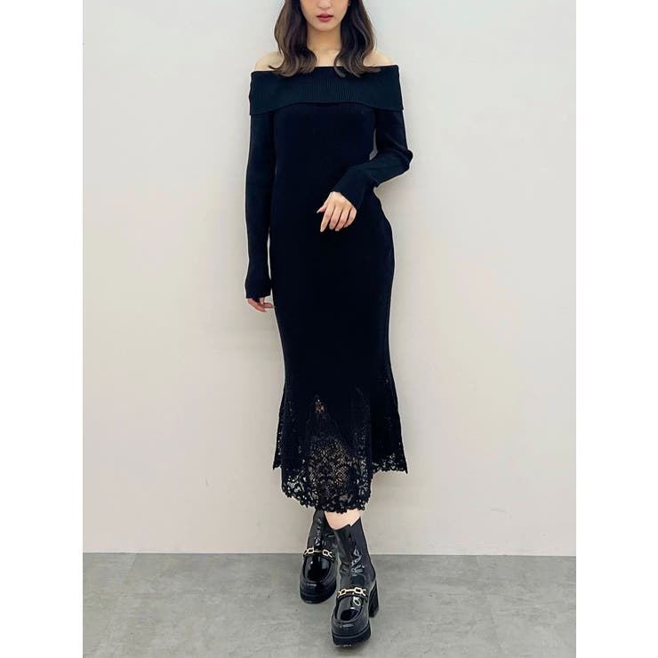 レーストリムオフショルニットワンピース | MERCURYDUO | 詳細画像22 