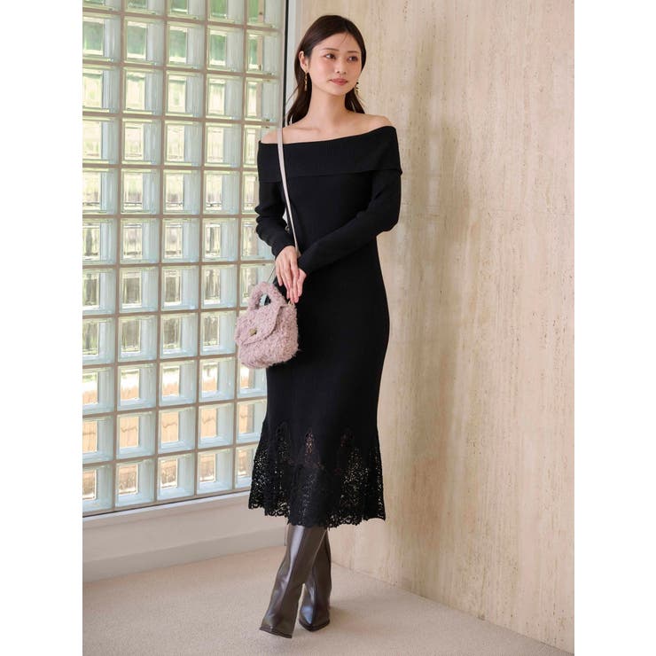 レーストリムオフショルニットワンピース | MERCURYDUO | 詳細画像6 