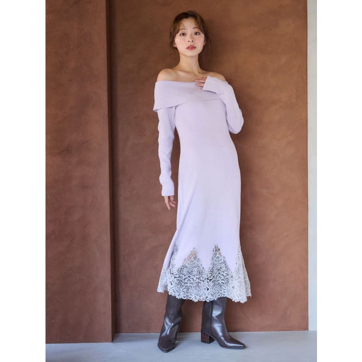 レーストリムオフショルニットワンピース | MERCURYDUO | 詳細画像7 