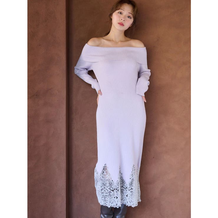 レーストリムオフショルニットワンピース | MERCURYDUO | 詳細画像8 