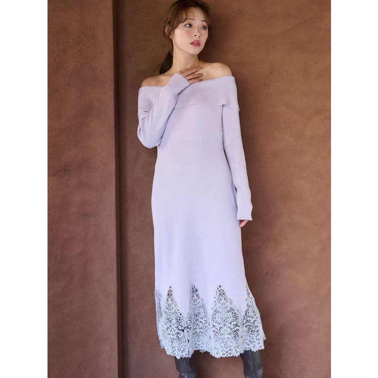 レーストリムオフショルニットワンピース | MERCURYDUO | 詳細画像9 