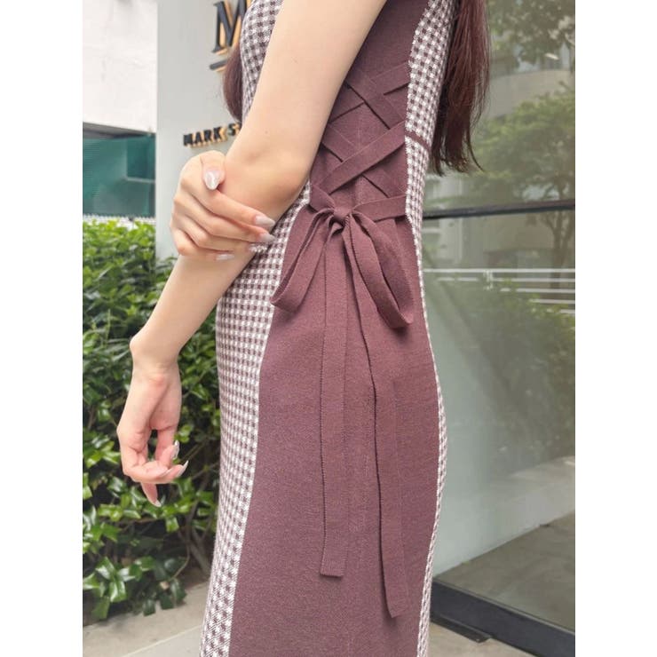 チェックサイドレースアップニットワンピース | MERCURYDUO | 詳細画像10 