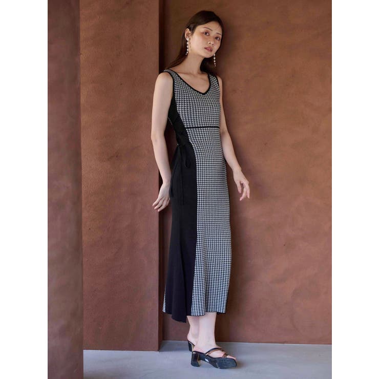 チェックサイドレースアップニットワンピース | MERCURYDUO | 詳細画像4 