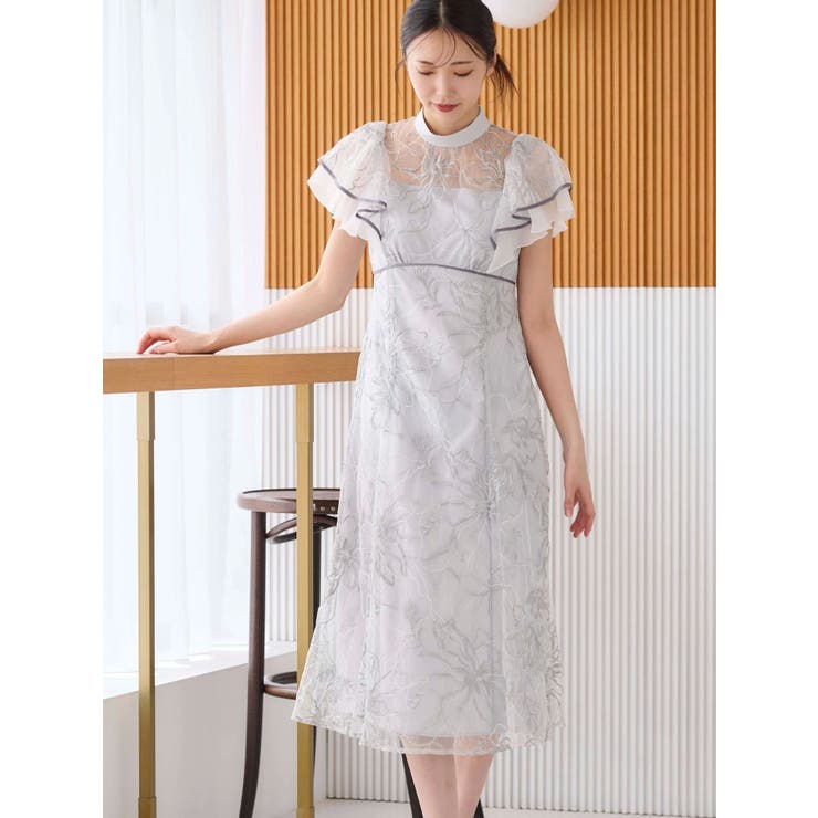 エンブロイダリーラッフルワンピース[品番：MKSW0066745