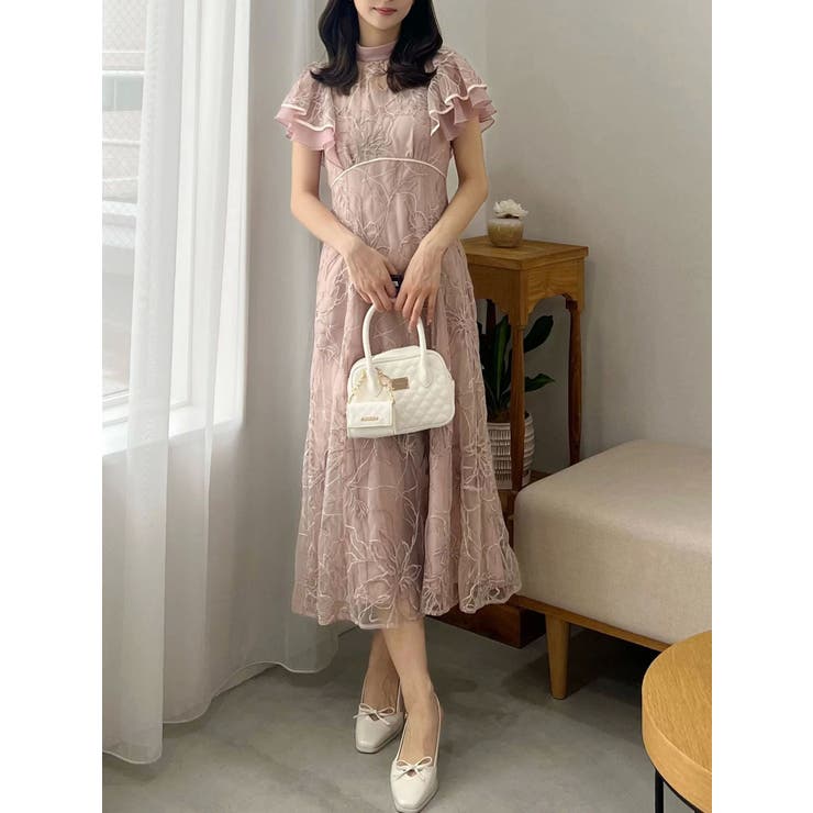 エンブロイダリーラッフルワンピース[品番：MKSW0066745