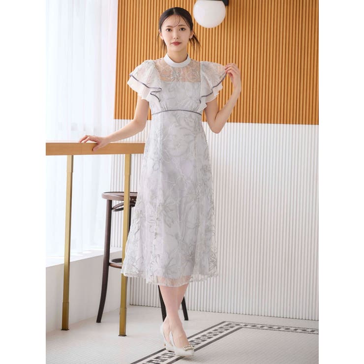 エンブロイダリーラッフルワンピース[品番：MKSW0066745