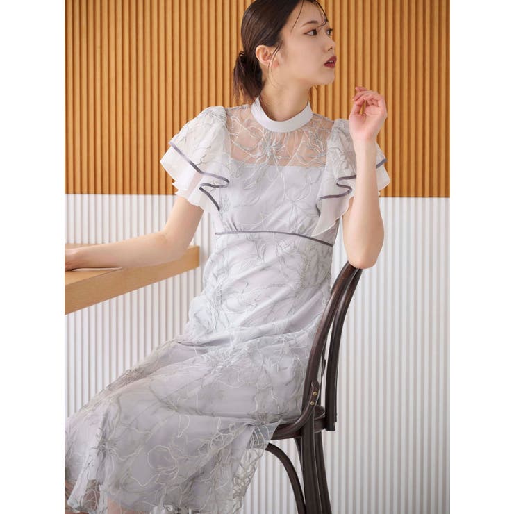 エンブロイダリーラッフルワンピース[品番：MKSW0066745