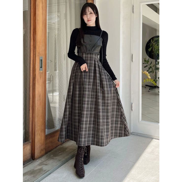 フェイクレザービスチェドッキングキャミワンピース | MERCURYDUO | 詳細画像8 