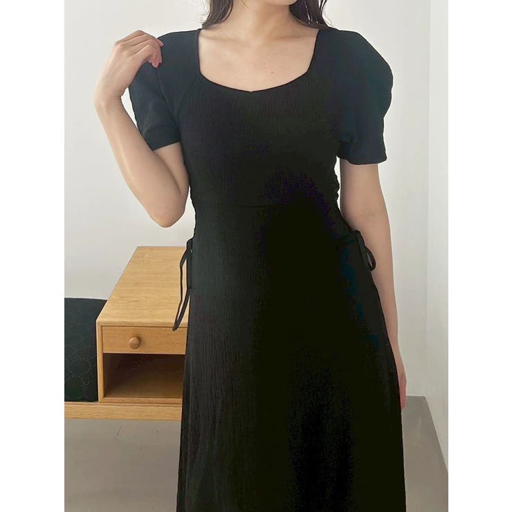 ブラック | サイドレースアップカットワンピース | MERCURYDUO