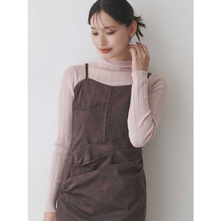 フェイクスエードアシメドレープキャミワンピース | MERCURYDUO | 詳細画像16 