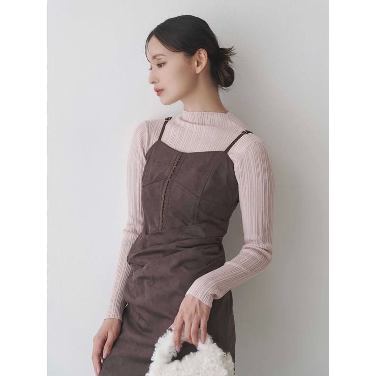 フェイクスエードアシメドレープキャミワンピース | MERCURYDUO | 詳細画像17 