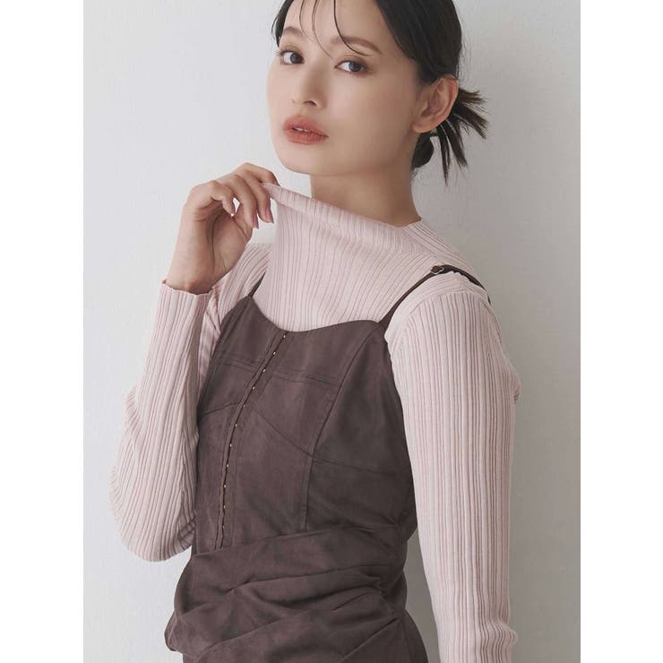 フェイクスエードアシメドレープキャミワンピース | MERCURYDUO | 詳細画像18 