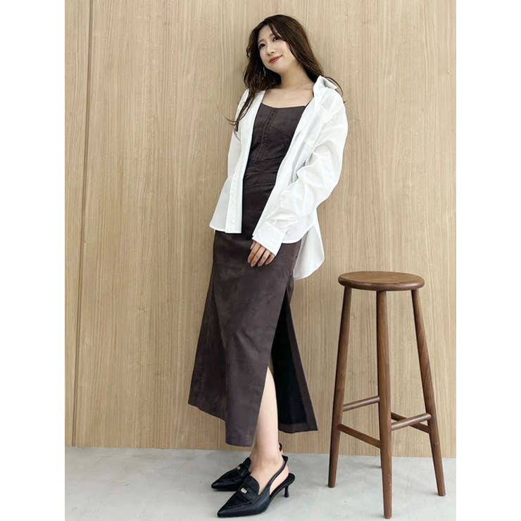 フェイクスエードアシメドレープキャミワンピース | MERCURYDUO | 詳細画像22 