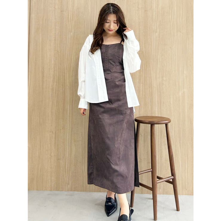 フェイクスエードアシメドレープキャミワンピース | MERCURYDUO | 詳細画像23 