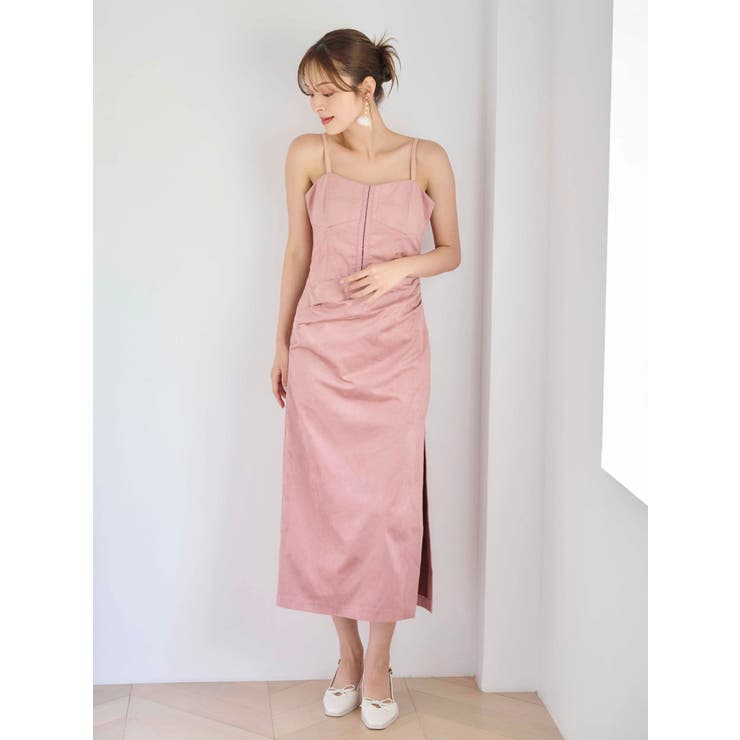 フェイクスエードアシメドレープキャミワンピース | MERCURYDUO | 詳細画像6 