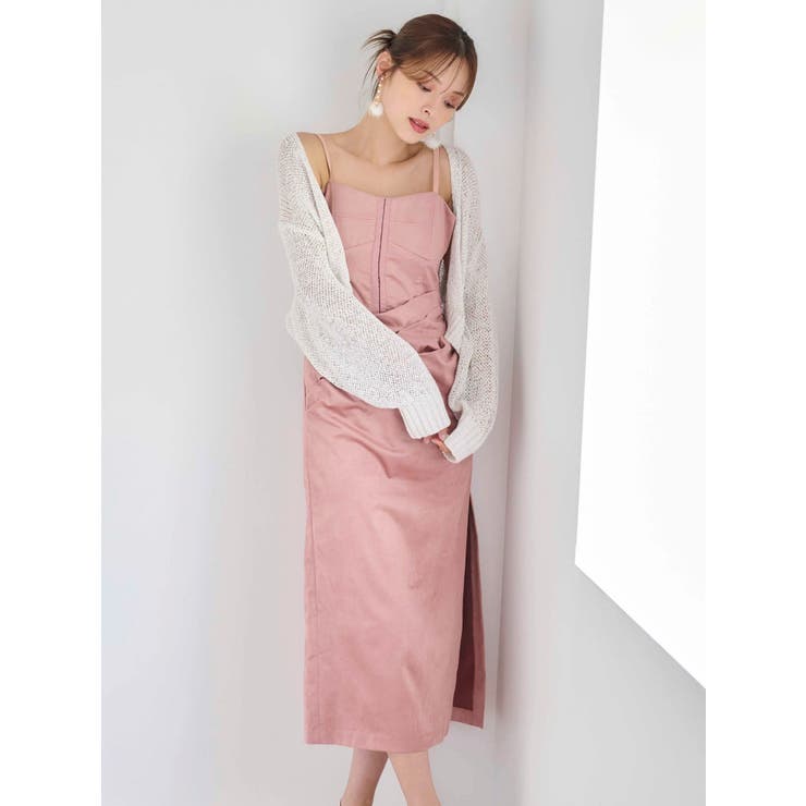 フェイクスエードアシメドレープキャミワンピース | MERCURYDUO | 詳細画像9 