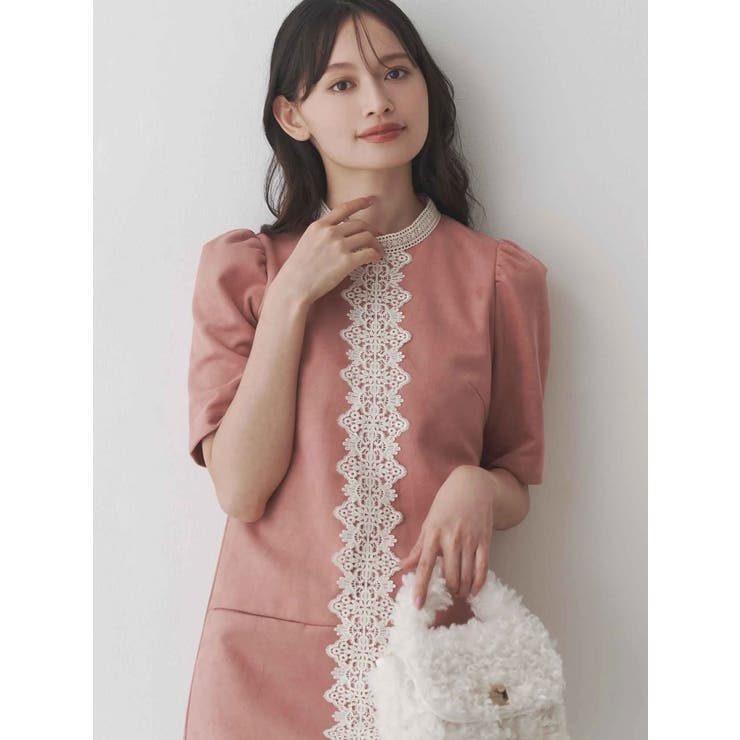 ピンク | バイカラーレースミニワンピース | MERCURYDUO