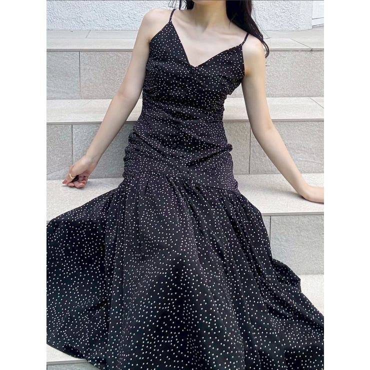 ブラック | ドットプリントナローワンピース | MERCURYDUO