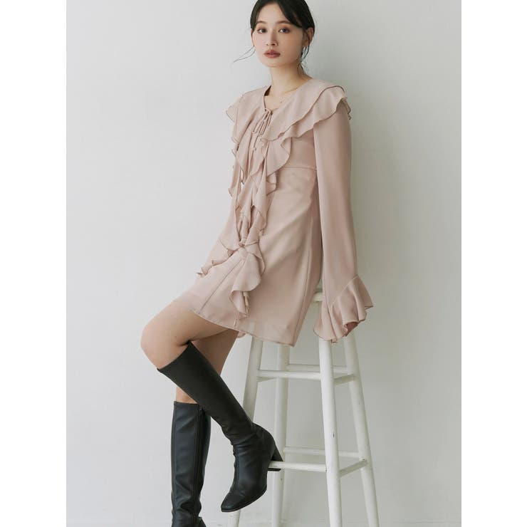 ベビーピンク | ラッフルフリルミニワンピース | MERCURYDUO