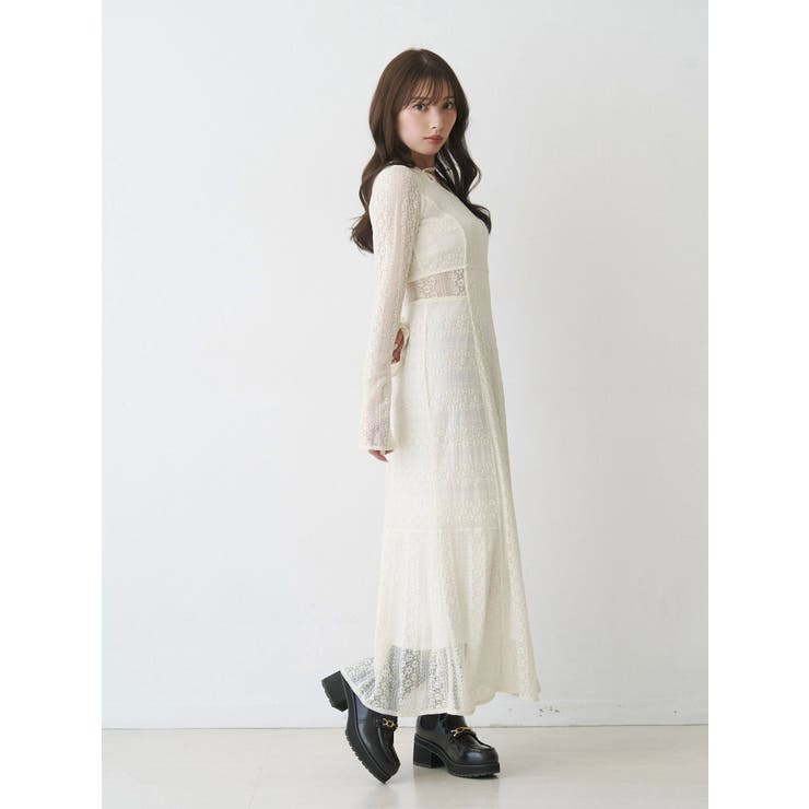 カットレースブロッキングフレアスリーブマーメイドワンピース | MERCURYDUO | 詳細画像11 