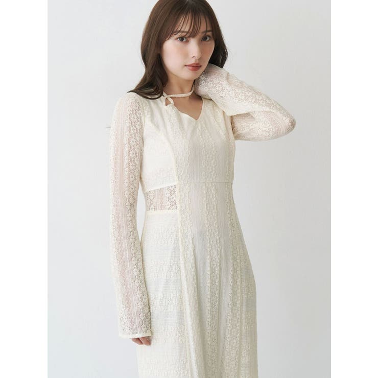 カットレースブロッキングフレアスリーブマーメイドワンピース | MERCURYDUO | 詳細画像12 