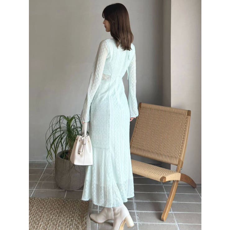 カットレースブロッキングフレアスリーブマーメイドワンピース | MERCURYDUO | 詳細画像16 