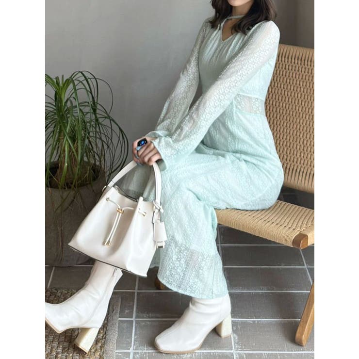 カットレースブロッキングフレアスリーブマーメイドワンピース | MERCURYDUO | 詳細画像17 