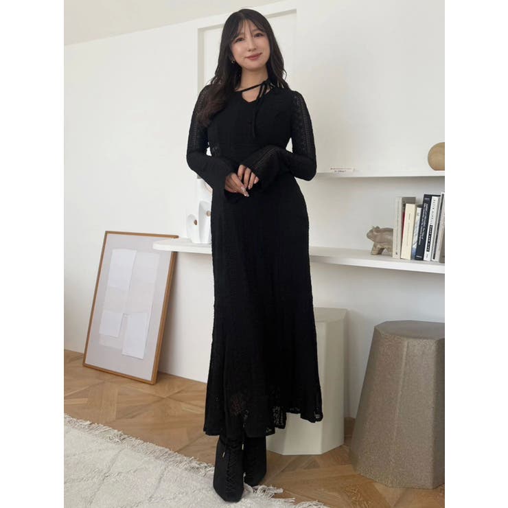 カットレースブロッキングフレアスリーブマーメイドワンピース | MERCURYDUO | 詳細画像22 