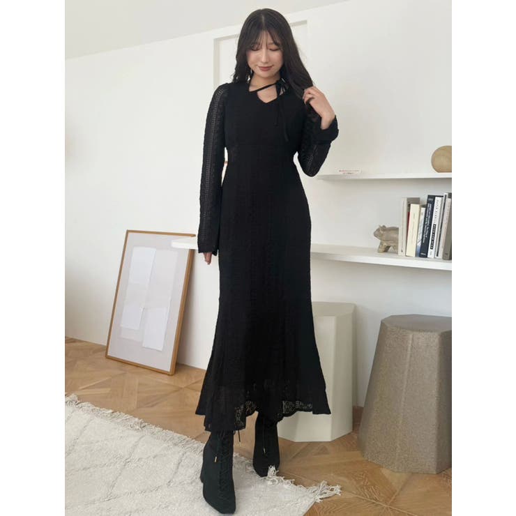 カットレースブロッキングフレアスリーブマーメイドワンピース | MERCURYDUO | 詳細画像23 