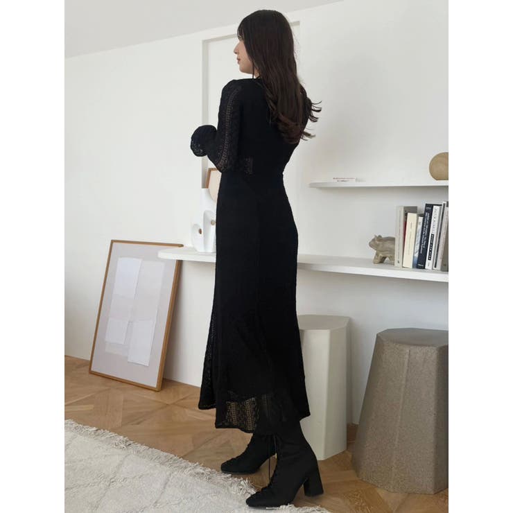 カットレースブロッキングフレアスリーブマーメイドワンピース | MERCURYDUO | 詳細画像25 