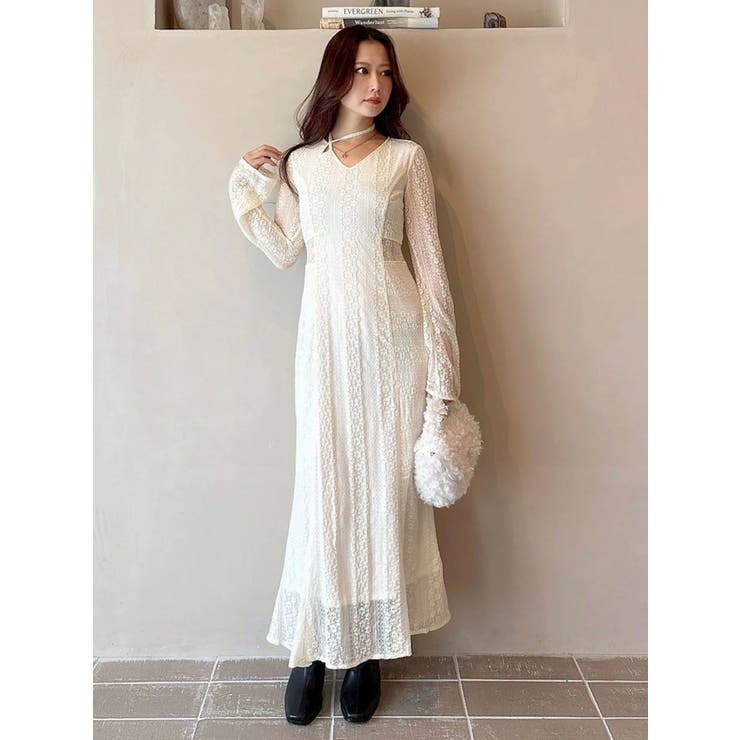 カットレースブロッキングフレアスリーブマーメイドワンピース | MERCURYDUO | 詳細画像27 