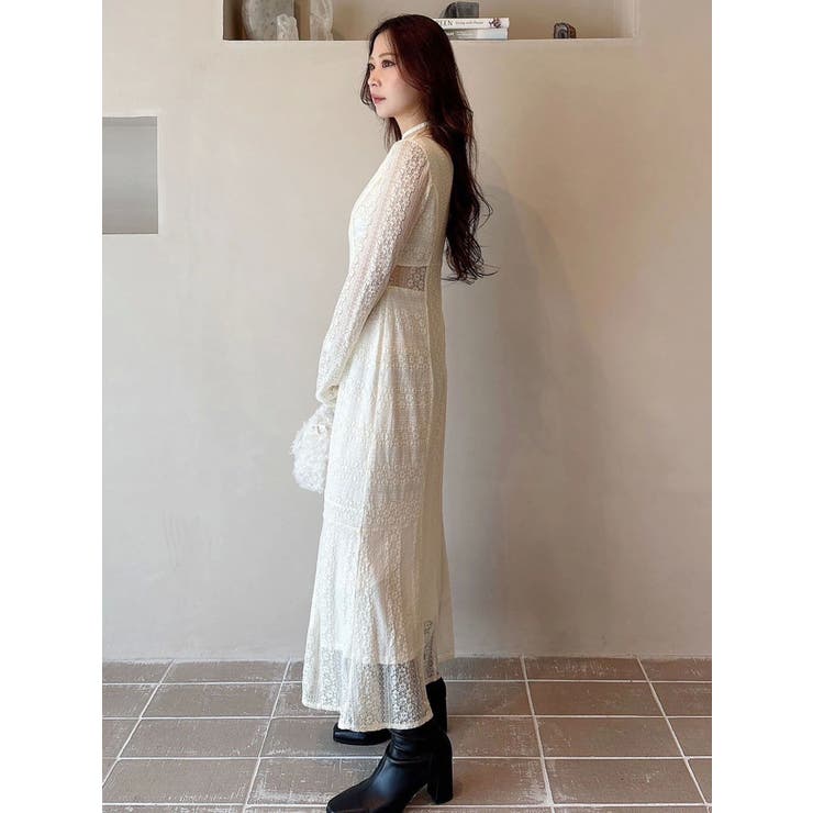 カットレースブロッキングフレアスリーブマーメイドワンピース | MERCURYDUO | 詳細画像29 