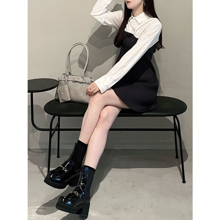 【WEB限定カラーあり】シャツレイヤード風ニットドッキングミニワンピース | MERCURYDUO | 詳細画像22 