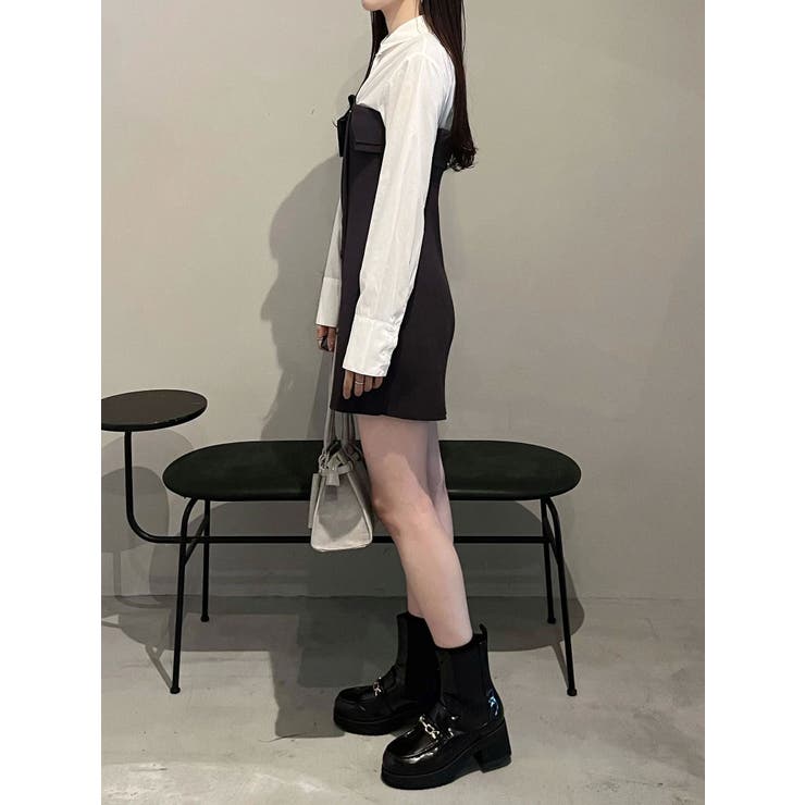 【WEB限定カラーあり】シャツレイヤード風ニットドッキングミニワンピース | MERCURYDUO | 詳細画像26 