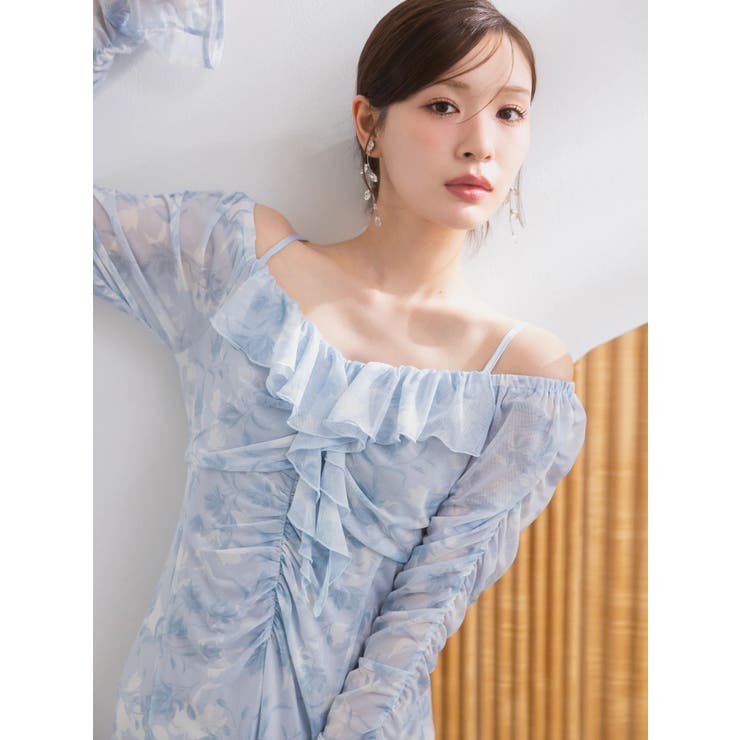 チュールラッフルヘムワンピース[品番：MKSW0067303]｜MERCURYDUO