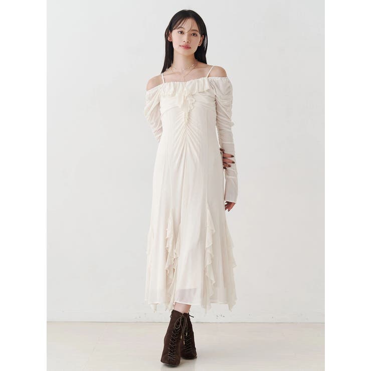 アイボリー | チュールラッフルヘムワンピース | MERCURYDUO