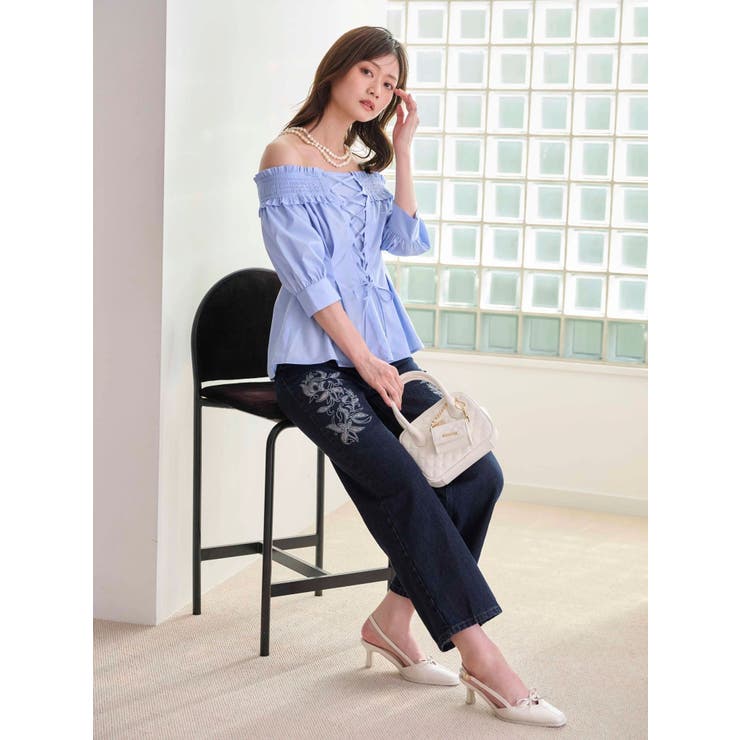 前後2WAYレースアップコルセットブラウス | MERCURYDUO | 詳細画像4 