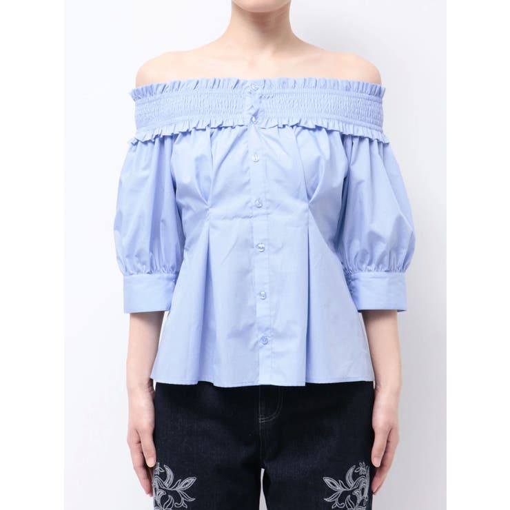 ブルー | 前後2WAYレースアップコルセットブラウス | MERCURYDUO